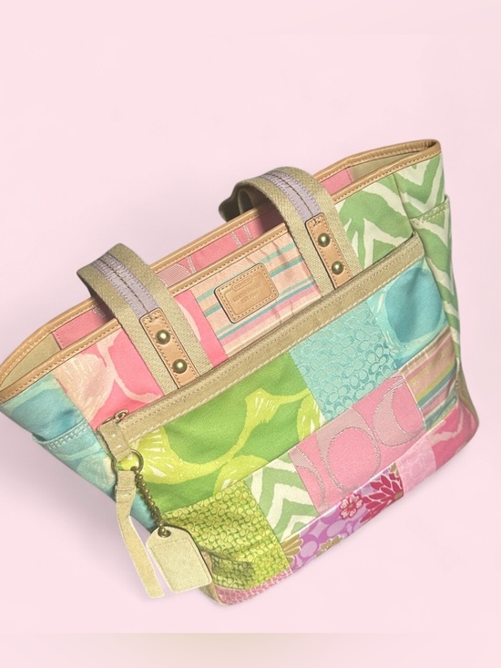 Coach Handbags - SOLD - rare vintage Y2K Coach Hamptons spring pastel patchwork tote bag